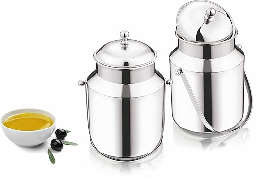 Mukti Stainless Steel Food Storage Jars & Containers|Dabba|Milk, Oil Can|Swiss Can with Handle|3000ml x 1pc