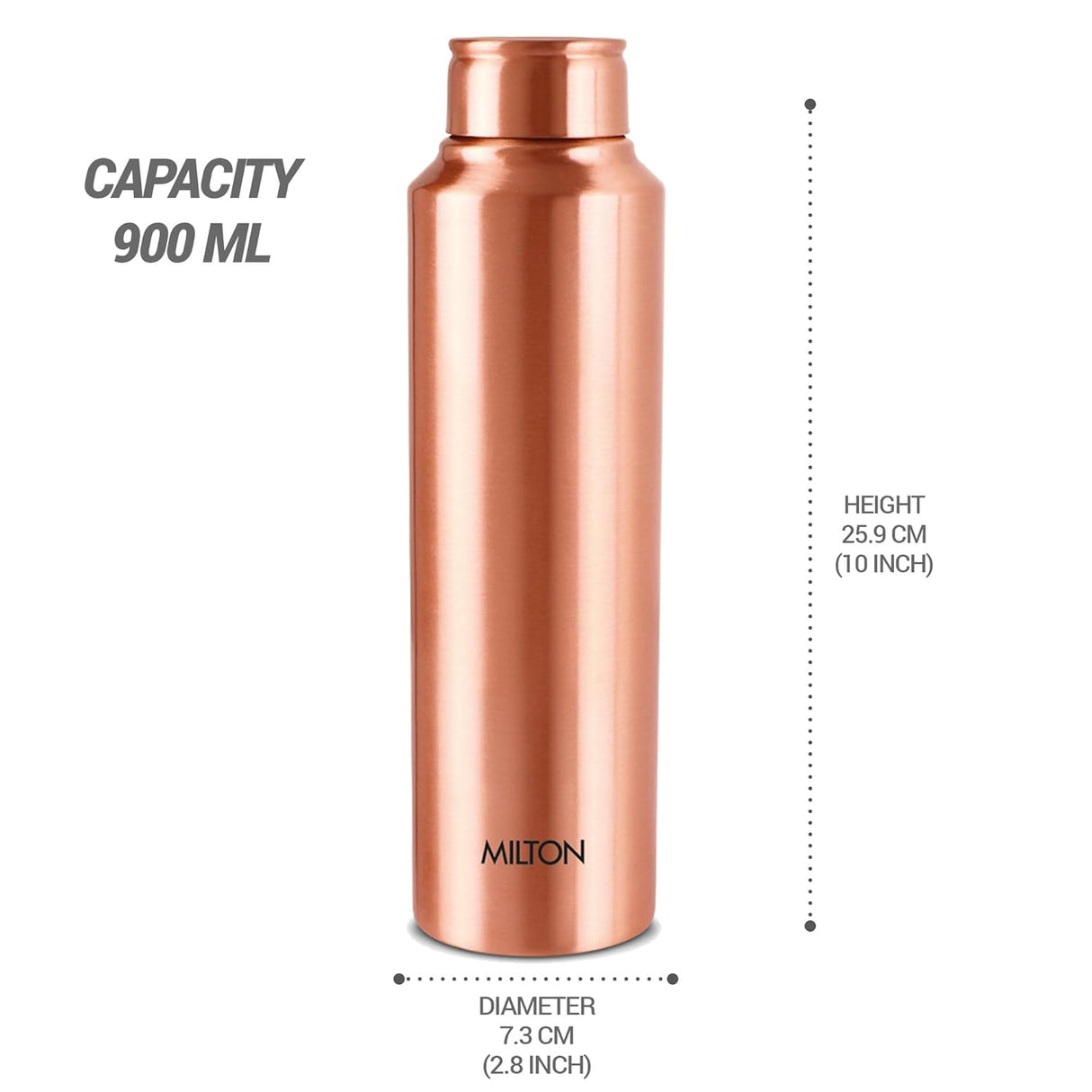 Milton Alpine New Copper Bottle, 900 ml, 1 Piece, Copper