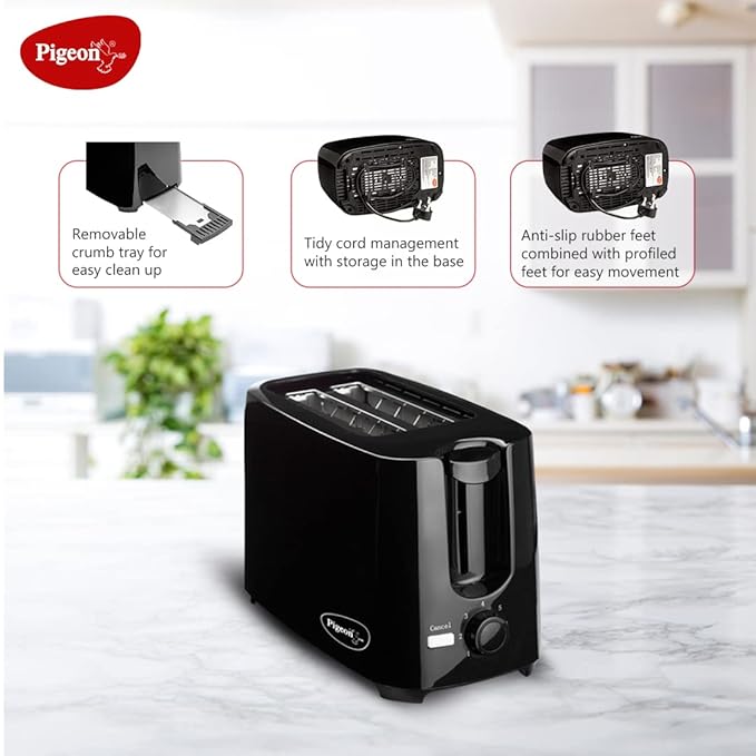 2 Slice Auto Pop up Toaster. A Smart Bread Toaster for Your Home (750 Watt) (Black)