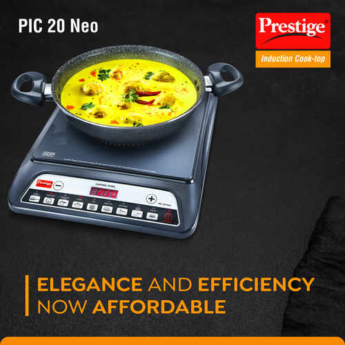 PIC 20 NEO Induction Cooktop 1600W | Indian Menu Options | Automatic Voltage Regulator | Timer with User Pre-Set | Anti-Magnetic Wall