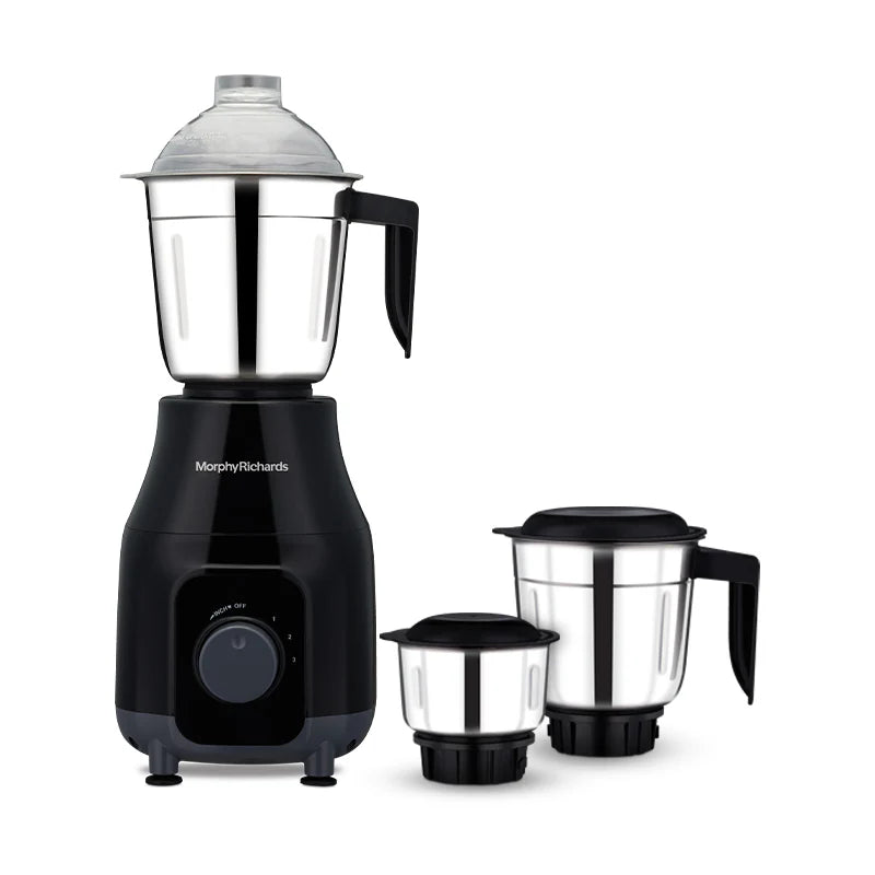 TetraGrind 750W Mixer Grinder with 3 Stainless Steel Jars & Shockproof Body – Black & Grey