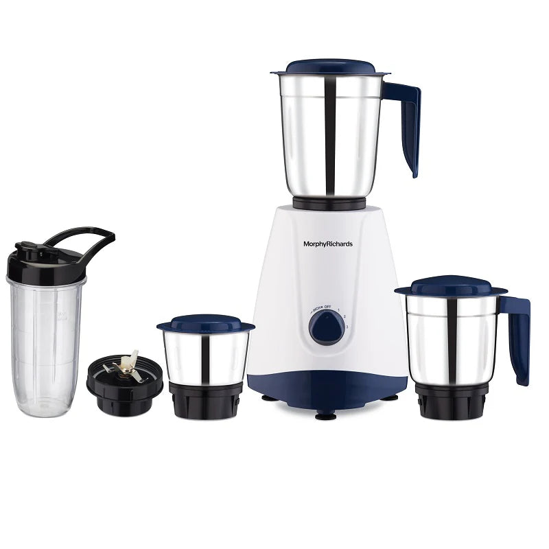 Tresta Plus 500W Mixer Grinder with 4 Jars Including Blend & Carry Jar, 18000 RPM Motor – White & Blue