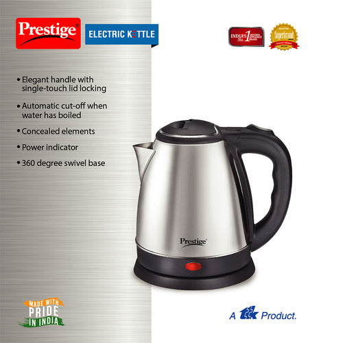 PKOSS Stainless Steel Electric Kettle 1500W, 1.8L (Silver)