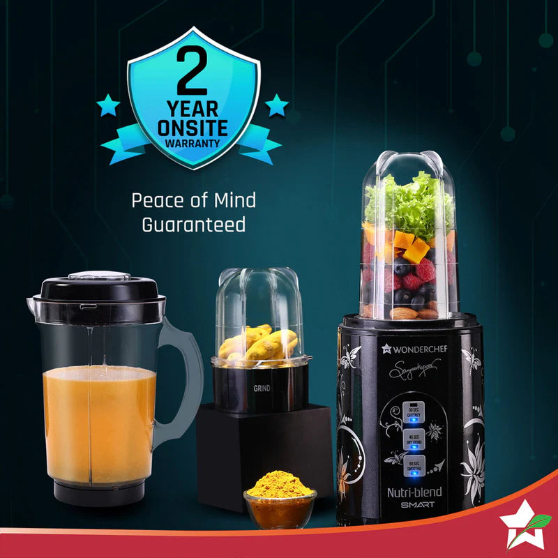 Nutri Blend Smart 3 Jar Automatic Mixer Grinder with Dual Pulse Function|22000 RPM|100% Full Copper Motor|3 Unbreakable Jars|500 W