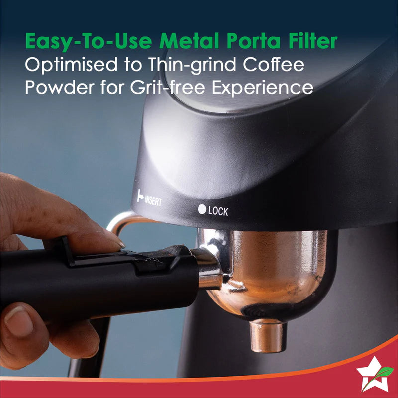 Regenta Espresso Coffee Maker 5-bar | Built in Milk Frother | Make Espressos, Cappuccinos & Lattes at Home | Metal Porta Filter | 2 Years Warranty