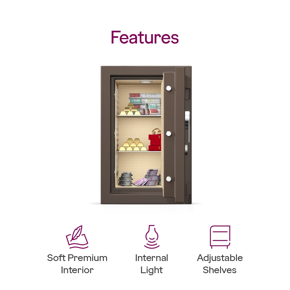 Matrix 2414 (66L) EL+KL Fire-Resistant Home Locker with Dual Lock – Coffee Brown