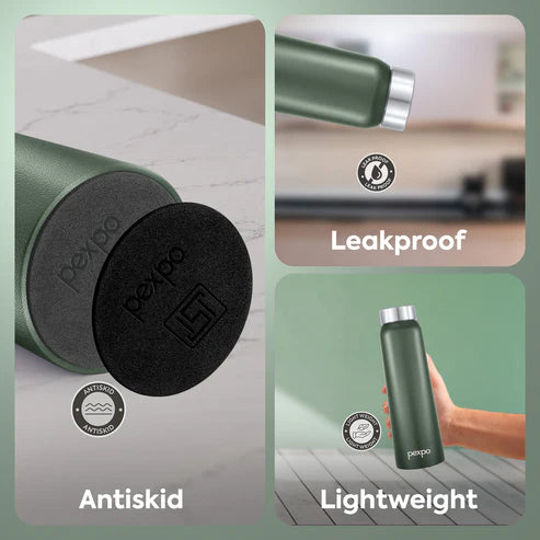 Pexpo Vertigo SS Water Bottle 1000 ML Silver