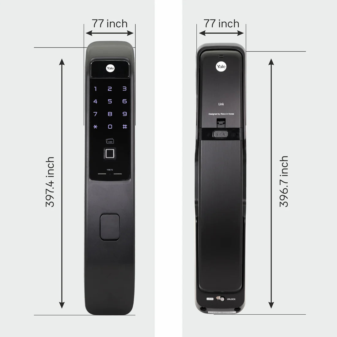 YMI 70 MB - A Series Push Pull Smart Lock (Matt Black)