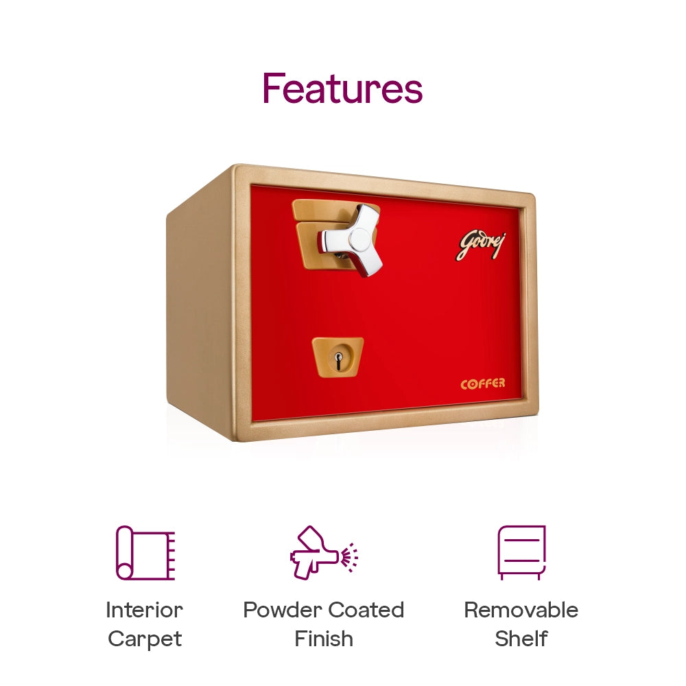 Premium Coffer V1 Red Home Locker with Key Lock