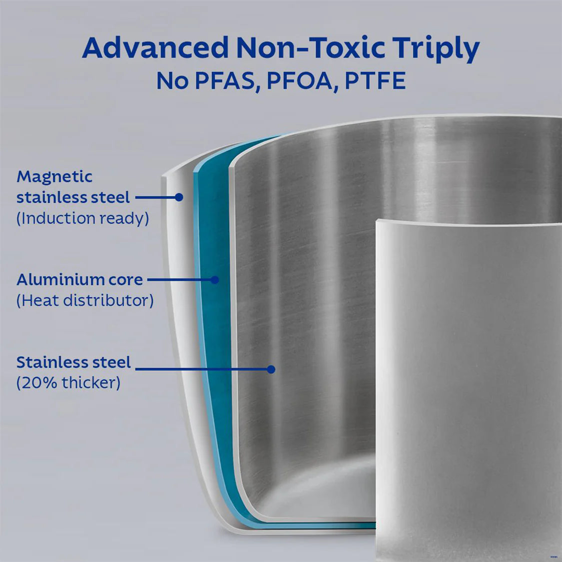 Tramontina Fusao 26cm Triply Ceramic Concave Tawa 4mm thick