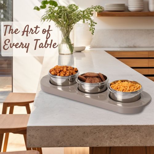 Jaypee plus ZETA-3 Airtight Inner Stainless Steel Dry Fruit Container Set of 3 with Tray 3N - 350 ml Mirror Grey