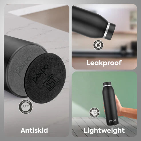 Pexpo Jumbo SS Water Bottle 750 ML Knight Black