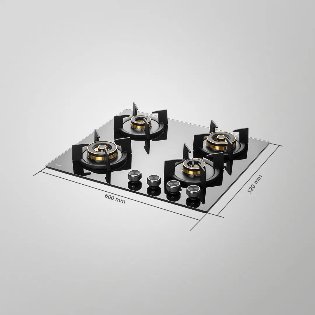 INF 604 Built-In Hob | Auto Ignition | 4 Full Brass High-Efficiency Burners | Triple & Dual Ring Burners | Flame Failure Device