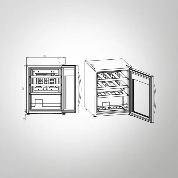 WC 48 TH BW Free Standing Wine Cooler – 16 Bottles, Thermoelectric Cooling, Black Glass Door