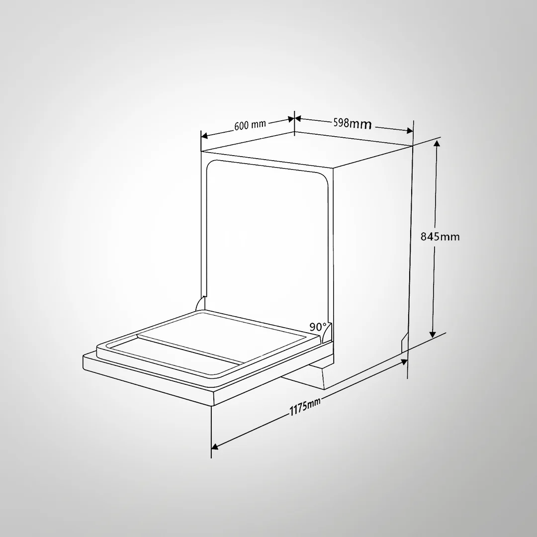 DW CENTRA 60 Premium Silver Finish Front Free Standing Dishwasher