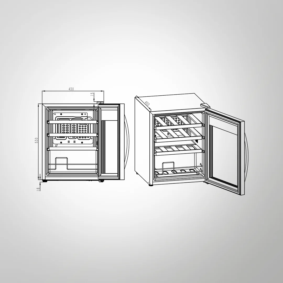 WC42 Free-Standing Wine Cooler | 16 Bottle Capacity, Black Glass Door, Touch Control, and Compressor Cooling