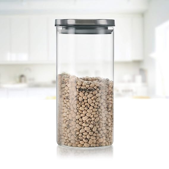 Borosil - Classic Glass Jar for Kitchen Storage, 1.2 L
