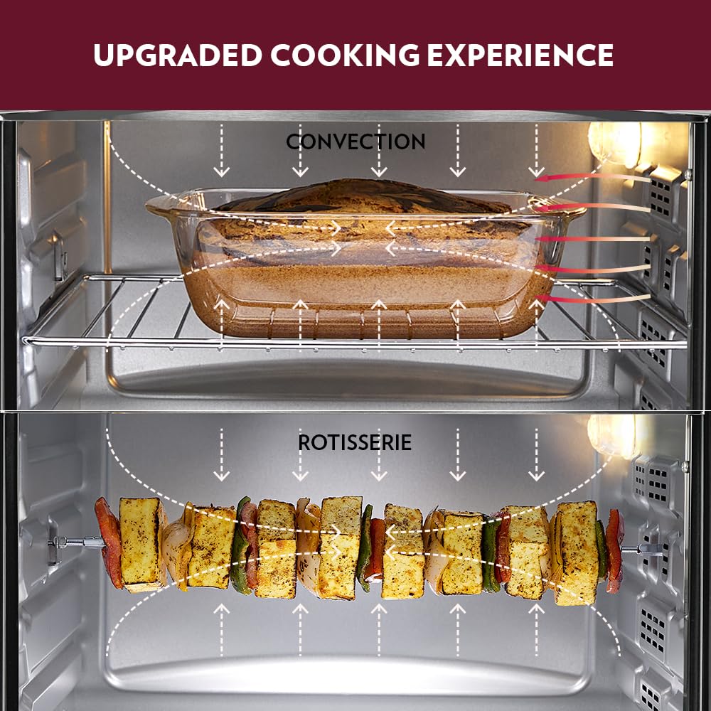 Borosil Prima 30 L Oven Toaster & Grill, Motorised Rotisserie & Convection Heating, 6 Heating Modes, Chrome Grey