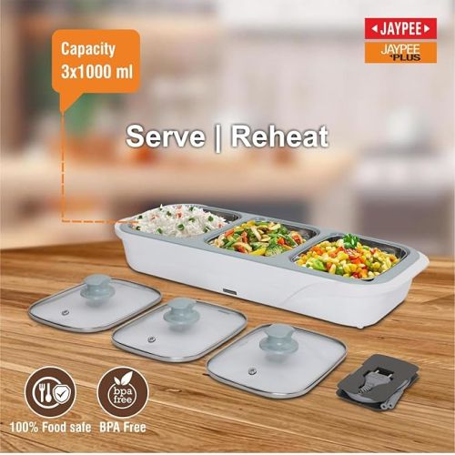 Jaypee plus E-3 ELECTRIC CASSEROLE Set 1000 ml Each capacity White