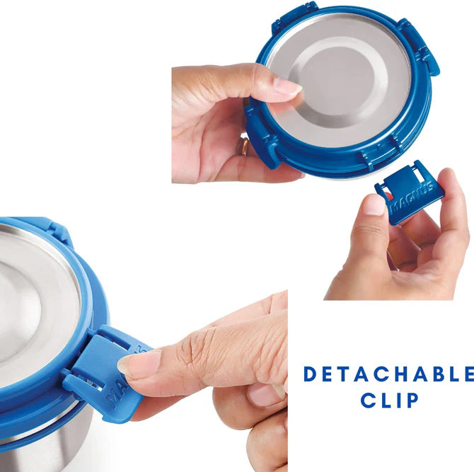 Stainless Steel Airtight Leakproof Storage Deluxe Container 300ML with Klip Lock - Ideal Kitchen Accessories Items, Perfect Lunch Box, Lunch Boxes for Office Men