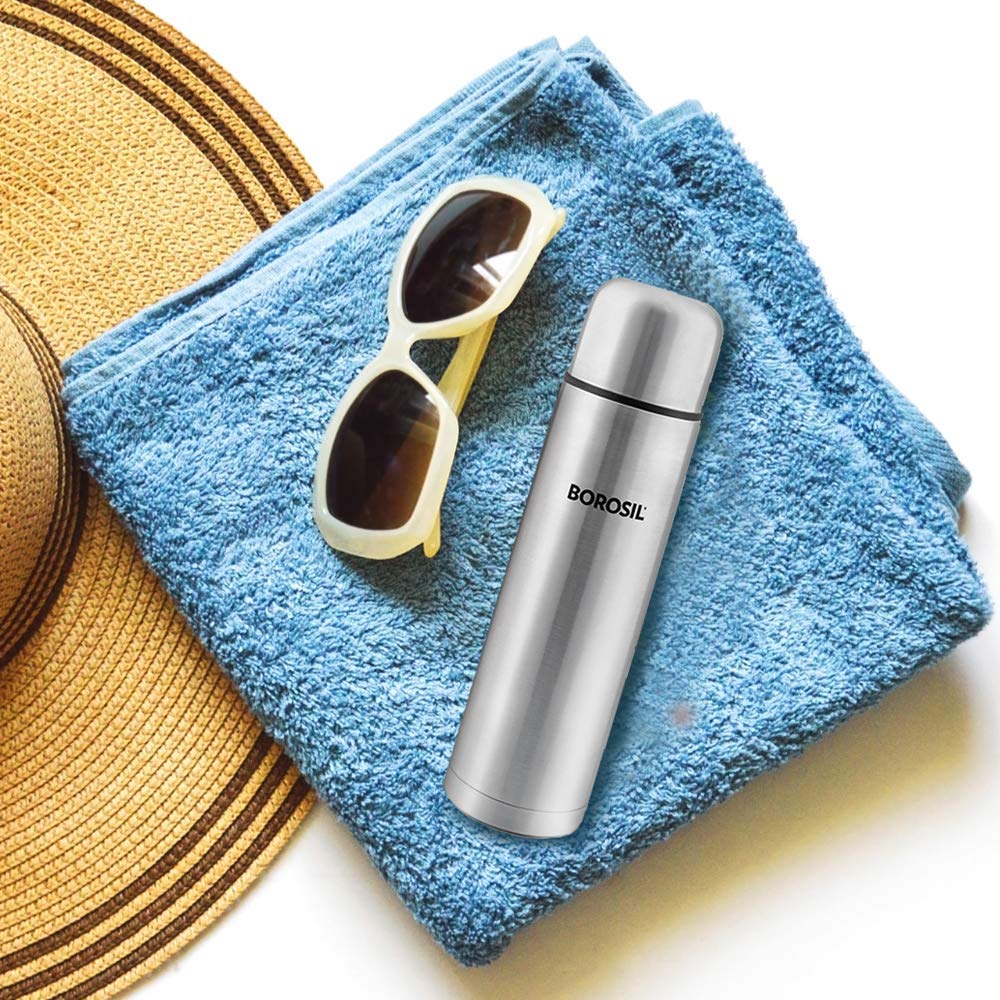 Thermo Flask Black – 1000 mL (FGFTL1000BL) | Vacuum Insulated Stainless Steel Flask with Carry Jacket, Sipper Spout & Leak-Proof Cap