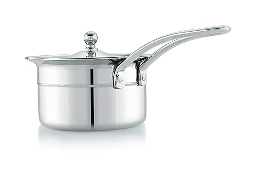 Mukti Stainless Steel Food Storage & Cooking|Heavy Bottom Tope & Pans|Tea Pan|Curry, Gravy, Biryani Pan|Pots, Patilas, Kadhai & Topes|Curry & Gravy Pan with Lid & Handle|800ml x 1pc (Copy)