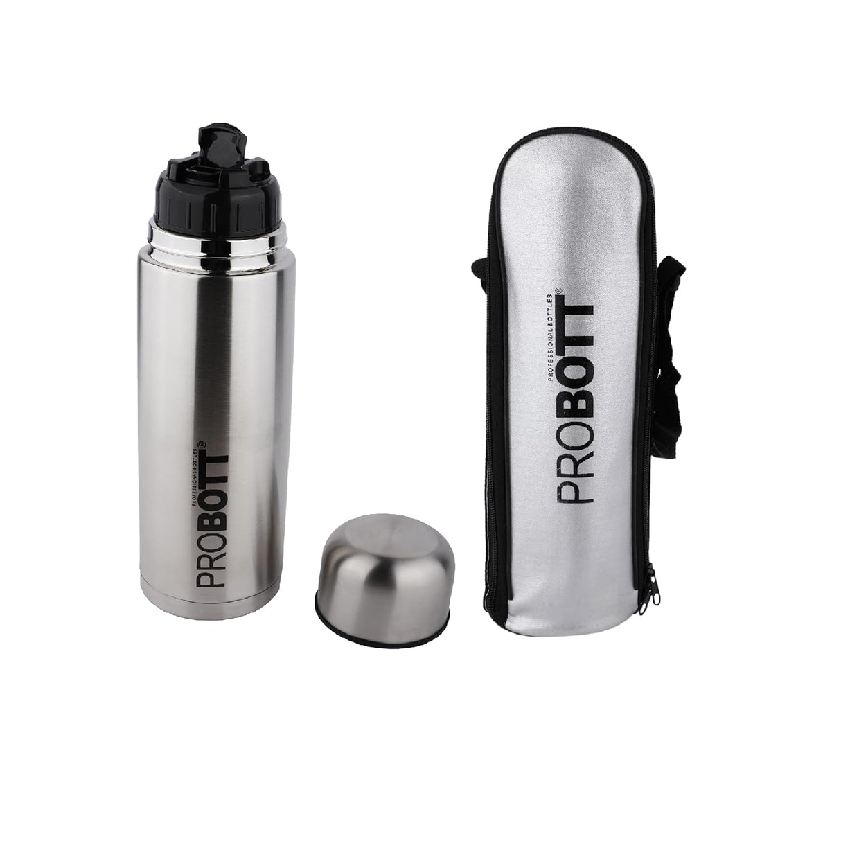 Thermosteel 350ml Vacuum Insulated Flask Bottle, Stainless Steel Hot & Cold Water Bottle | Silver | Leak-Proof & BPA-Free | PB 350-02