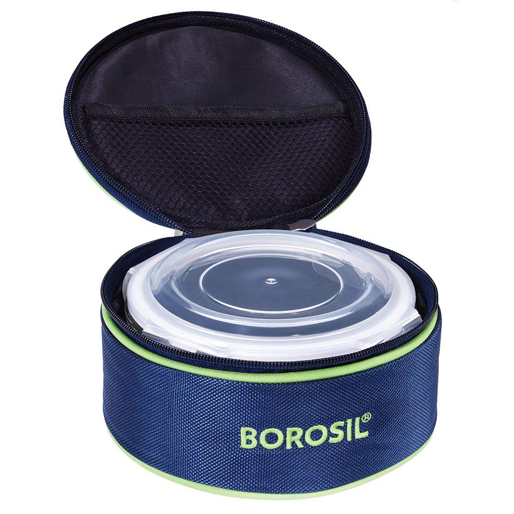 Borosil Glass Lunch Box, 620ml, Blue