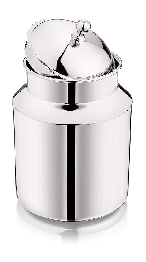 Mukti Stainless Steel Food Storage Jars & Containers|Dabba|Milk, Oil Can|Swiss Can Without Handle|1750ml x 1pc