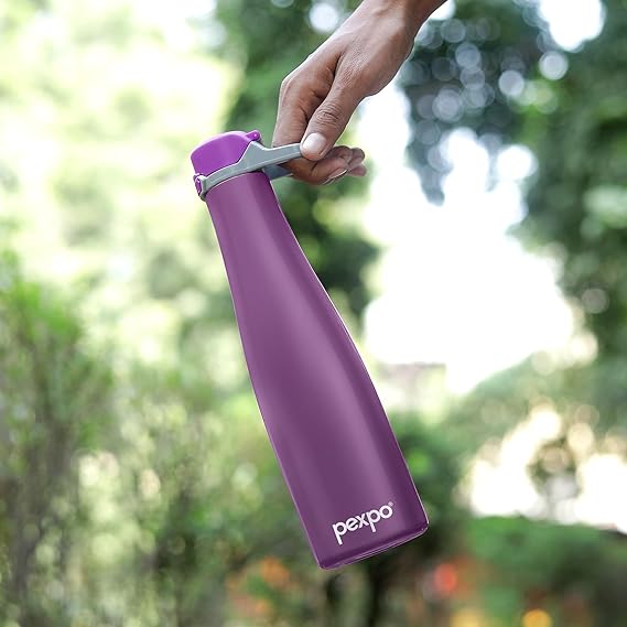 Pexpo Mayo 700 Hot & Cold Stainless Steel Thermosteel Insulated Flask, 600ml, Purple | Durable | Leak-Proof | Eco-Friendly | BPA Free | Office | School |Gym