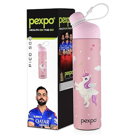 Pico Pro 500 Cute Sipper 470ml Unicorn UV Printed Design – Hot & Cold Stainless Steel Kids Water Bottle, Vacuum Insulated, Leak Proof, RCB Edition