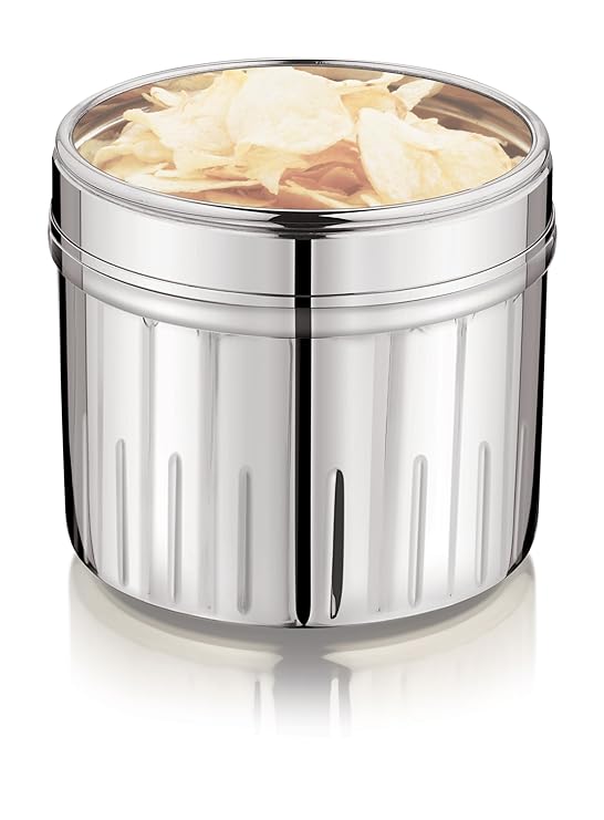 Mukti Stainless Steel Food Storage Jars & Containers|Snacks Dabba|Nasta Box Crystaline See Through Lid|1600ml x 1pc