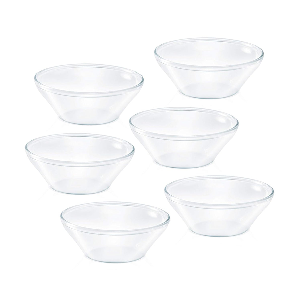Borosil - Venus Glass Katori Bowl Set, 170ml, Set of 6, Transparent Glass Mixing & Serving Bowl, Oven & Microwave Safe Bowl, Borosilicate Glass, Clear