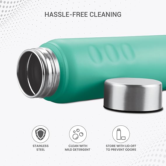 Stream 1000 Stainless Steel Water Bottle 1020 ml, Single Walled, ISI Certified I Leak Proof Lid, Rust Proof I For School, Office, Gym