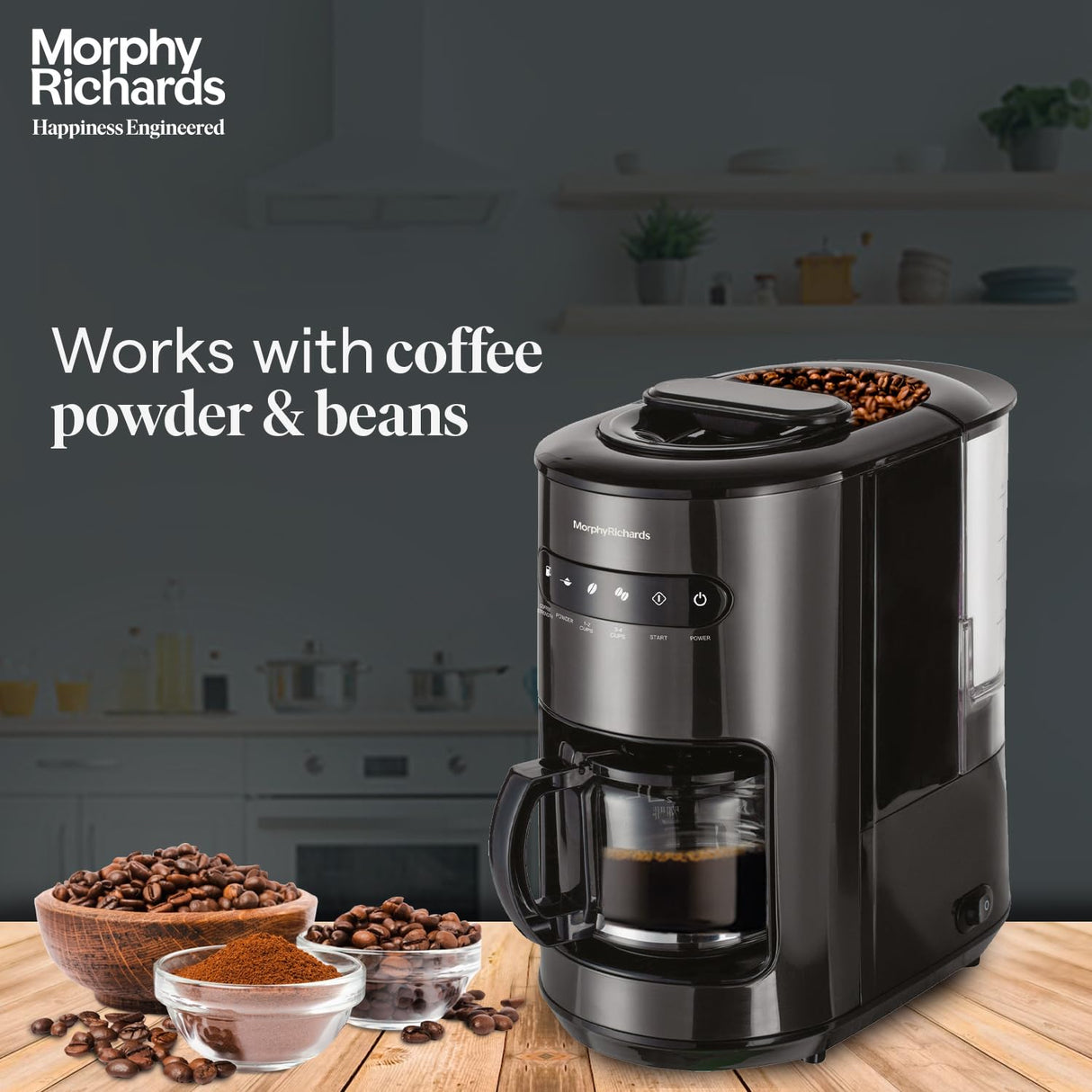 Brew Blend Coffee Maker – 600W Drip Coffee Maker, 6-Cups Capacity, Grind & Brew Function, Anti-Drip Function