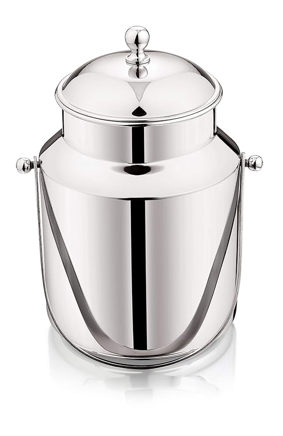 Mukti Stainless Steel Food Storage Jars & Containers|Dabba|Milk, Oil Can|Swiss Can with Handle|3000ml x 1pc