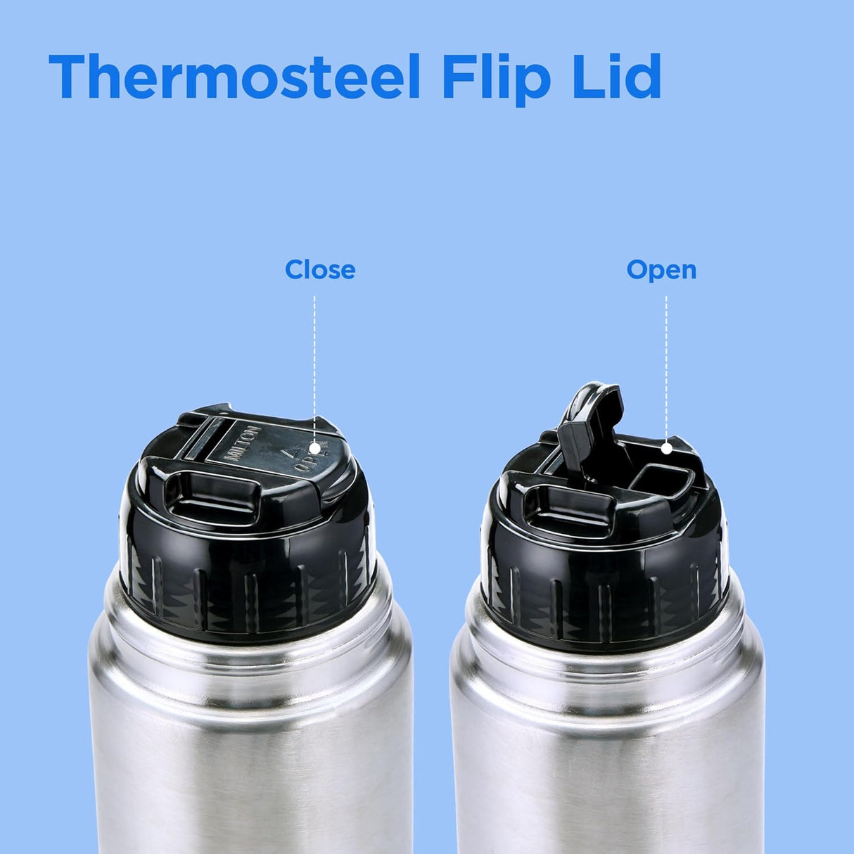 Flip Lid 350 Thermosteel Water Bottle 350 ml, 24 Hr Hot and Cold I Leak Proof Lid with Jacket, ISI Certified I Vacuum Insulated I for Office, Gym, School I Silver