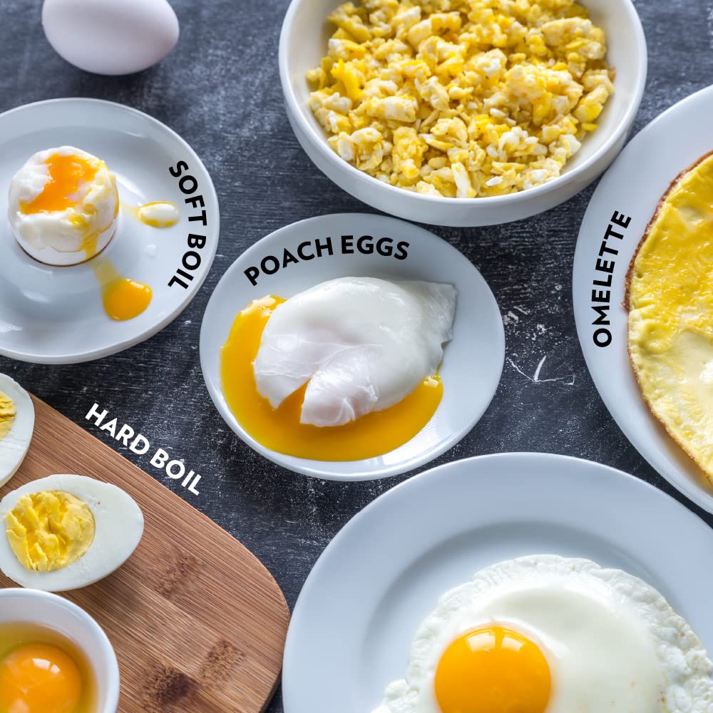 Electric Egg Boiler, 7 Egg Capacity, For Hard, Soft, Medium Boiled Eggs, Steamed Vegetables, Transparent Lid, Stainless Steel Exterior