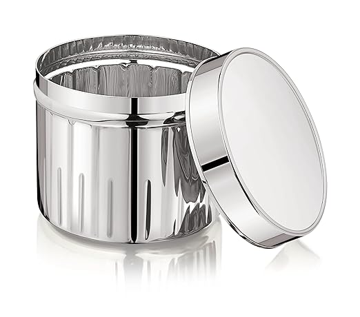 Mukti Stainless Steel Food Storage Jars & Containers|Snacks Dabba|Nasta Box Crystaline Plain Lid|900ml x 1pc