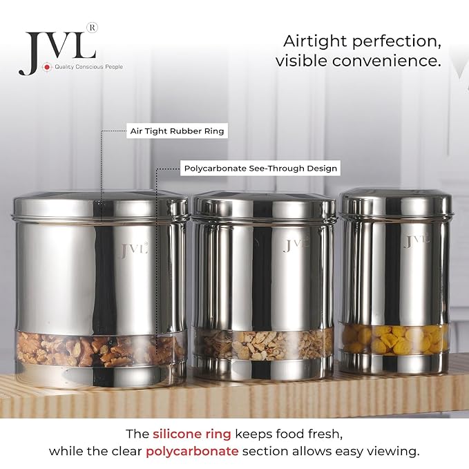 Classicware Stainless Steel  Trendy Window Canister with See-Through Window (1 Pc) 1L TC-1