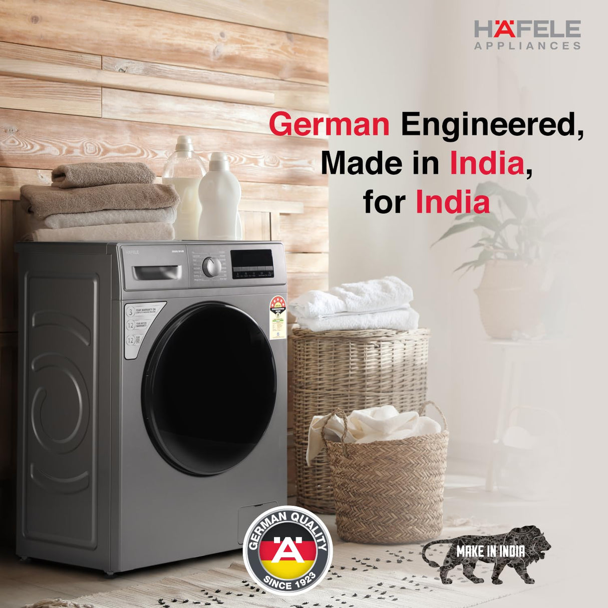 Amara 8014W 8 Kg Fully Automatic Front Load Washing Machine – 1400 RPM, Steam Wash, Hexa-Wash, Seal Grey, 533.93.710