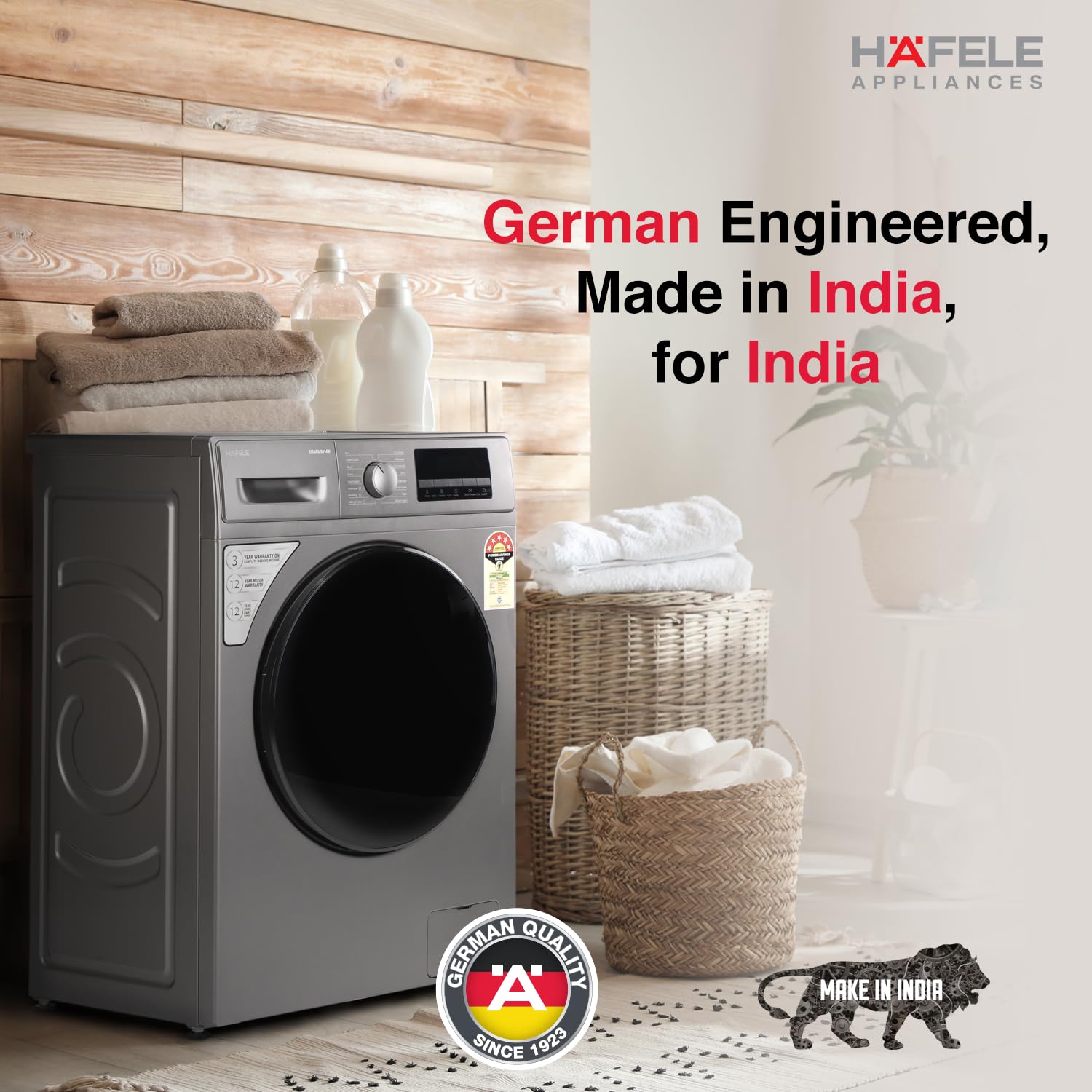 Amara 8014W 8 Kg Fully Automatic Front Load Washing Machine – 1400 RPM, Steam Wash, Hexa-Wash, Seal Grey, 533.93.710