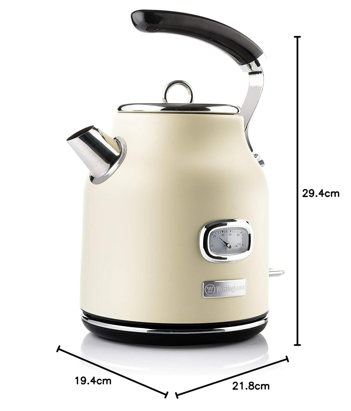 Westinghouse 1.7L 2200W Retro Series Electric Kettle | Fast Boil, Water Boiler For Hot Drinks, Quiet Boil & Detachable Filter | Temperature & Water Level Indicato