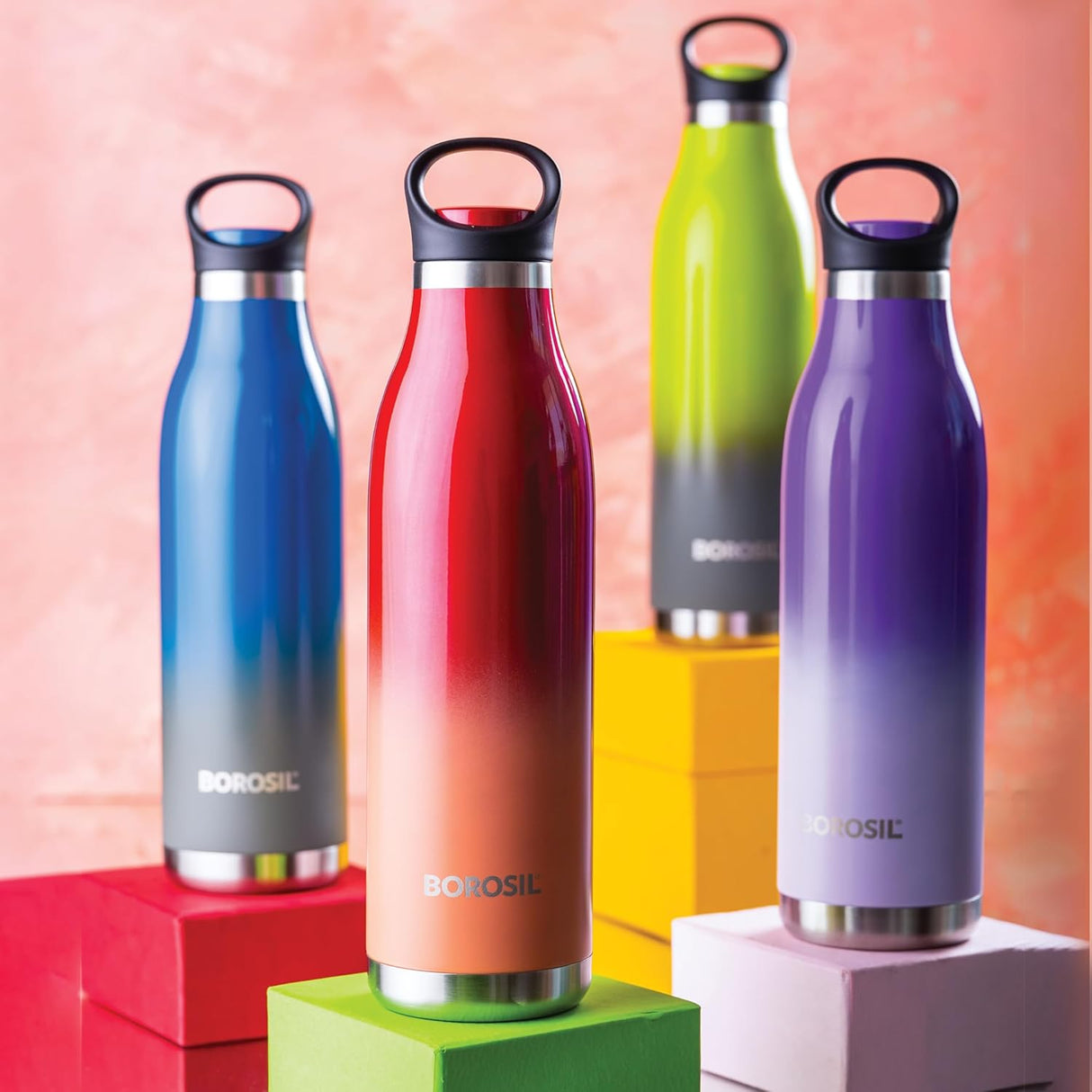 ColourCrush Blue 700ML Hot & Cold Stainless Steel Bottle | 24 Hrs Temp Retention | Easy Carry Handle | BTO700BLE402