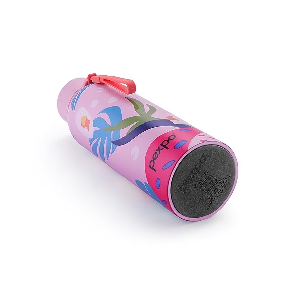 Bravo Thermoflask 700ml Pink Leaf Design – ISI Certified Hot & Cold Stainless Steel Water Bottle