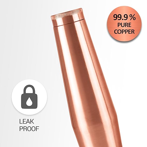Milton Copper Crown 1100 Bottle, 1090 ml,100% Pure Copper, BPA Free Water Bottle, Leak Proof, Office Bottle, Boosts Immunity, Supports Digestive & Liver Health, Ayurveda Inspired