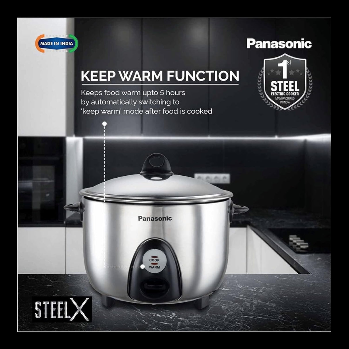 SR-G18 (SUS) 660 1.8L Stainless Steel Automatic Electric Rice Cooker – 600W, Keep Warm Function, Measuring Cup Included