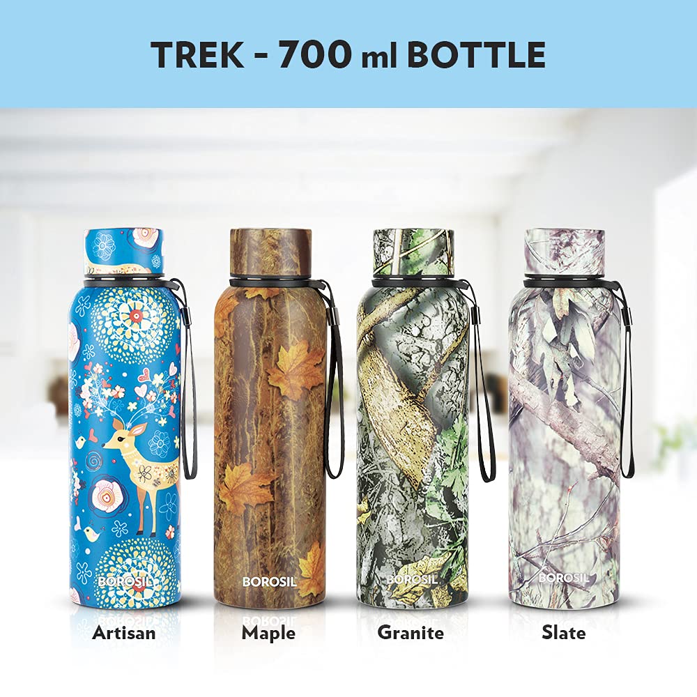 Trek Artisan 700ML Hot n Cold Stainless Steel Bottle (BT700ART113) – 20 Hours Hot, 24 Hours Cold, Wide Mouth, Durable Finish