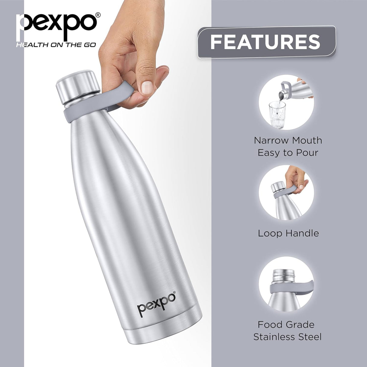 Pexpo Amaze 1000 ISI Certified Water Bottles Stainless Steel Vacuum Insulated Hot & Cold Flask - Pink & Green Ombre 940ml, Water Bottle Ideal for Home, Office, Gym, Outings, and School