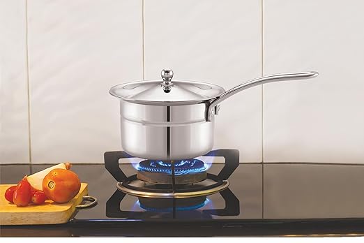 Mukti Stainless Steel Food Storage & Cooking|Heavy Bottom Tope & Pans|Tea Pan|Curry, Gravy, Biryani Pan|Pots, Patilas, Kadhai & Topes|Curry & Gravy Pan with Lid & Handle|800ml x 1pc (Copy)